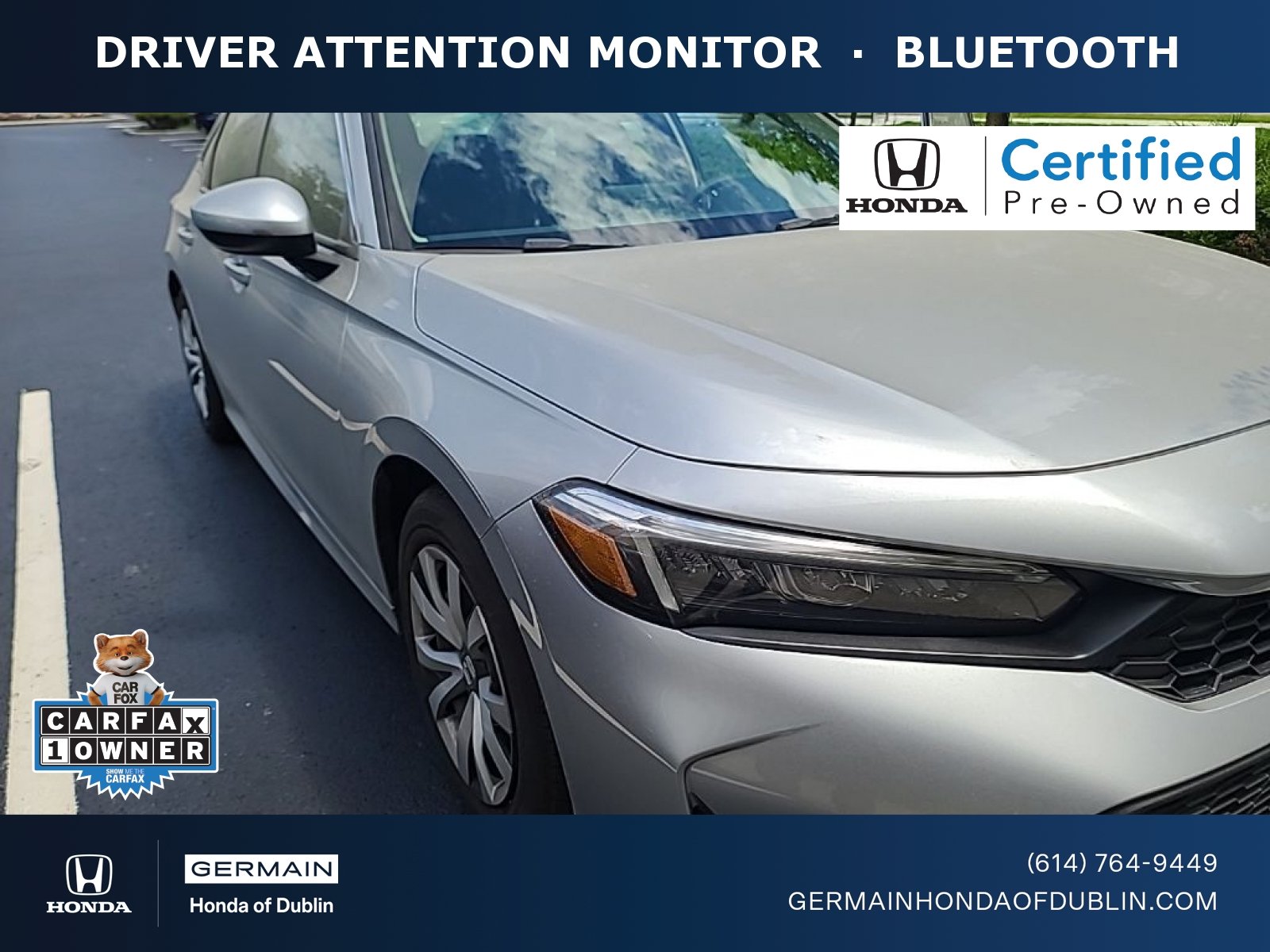 Certified Used 2025 Solar Silver Metallic Honda LX image 1