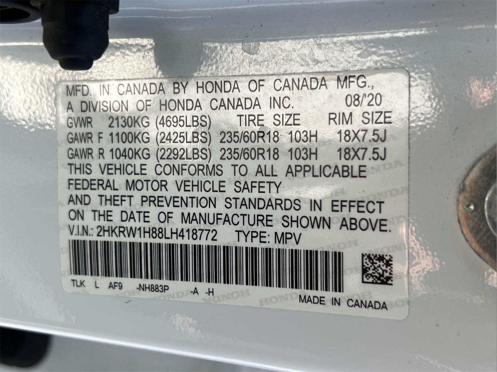 Used 2020 Platinum White Pearl Honda EX-L image 30