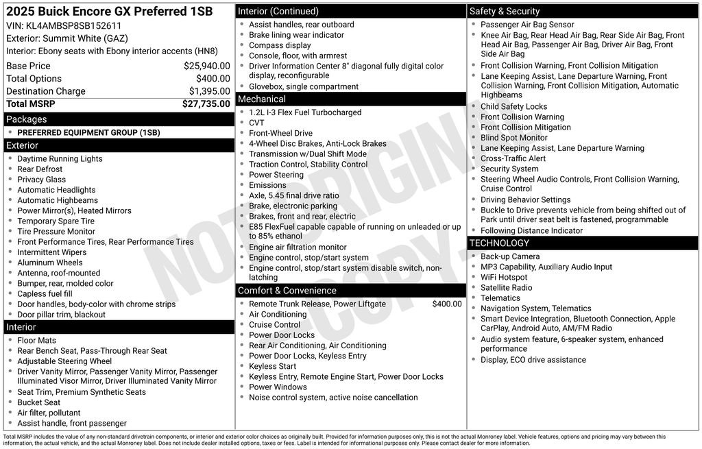 Certified Used 2025 White Buick Preferred image 20