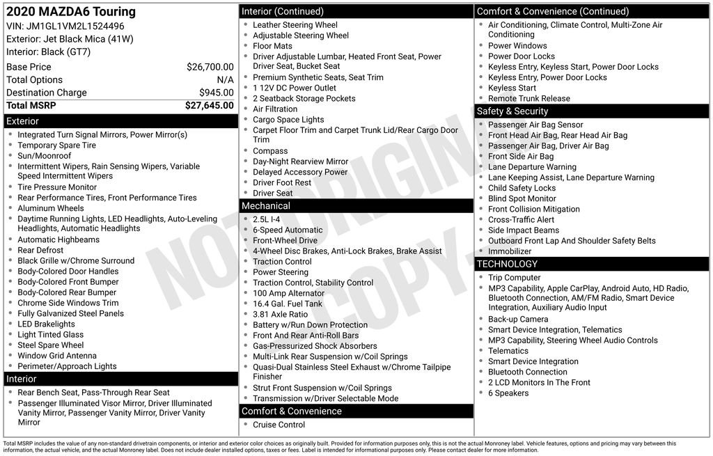 Used 2020 Black Mazda Touring image 3