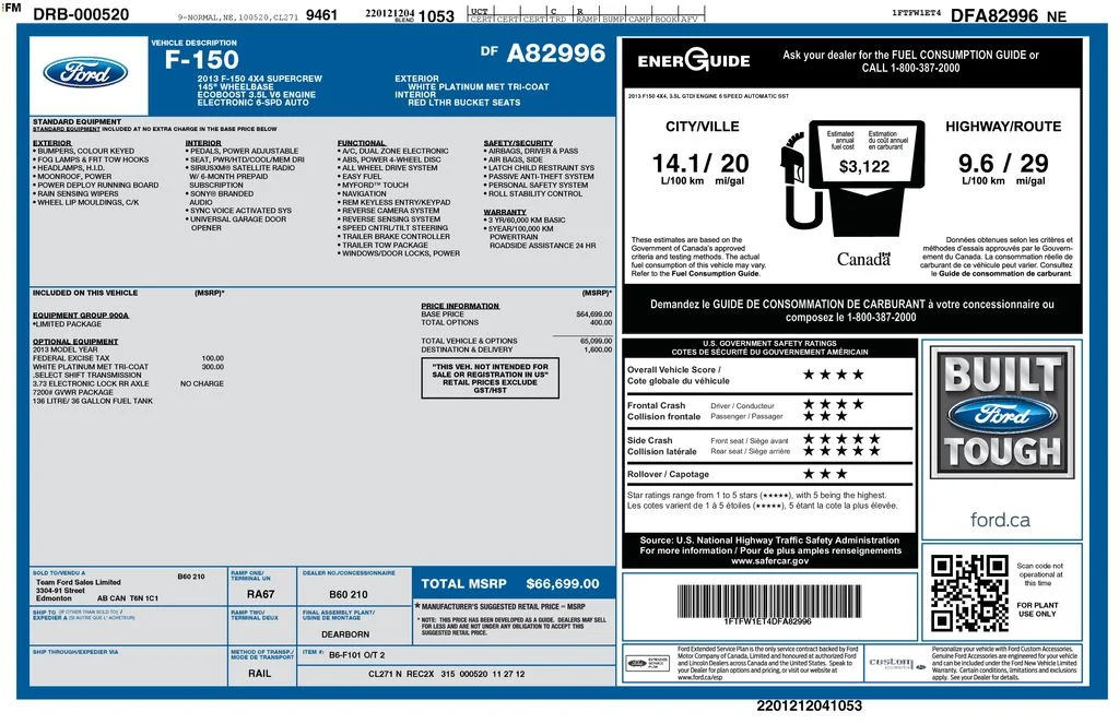 Used 2013 White Ford Limited image 2