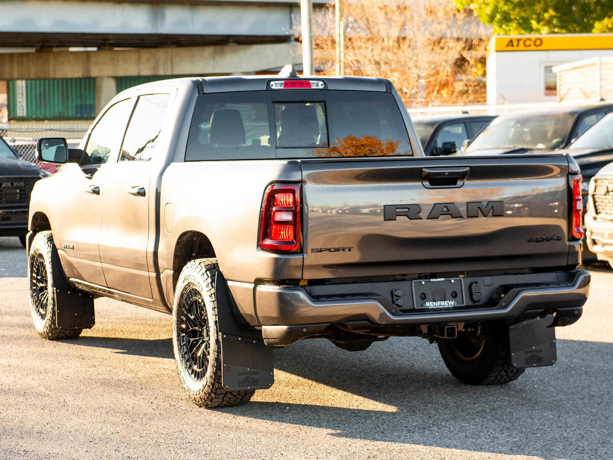 New 2026 Grey RAM Sport Night* Crew Cab 4x4, 35 Inch Tires, Mayhem Wheels, Trigger Industries MudFlaps image 6