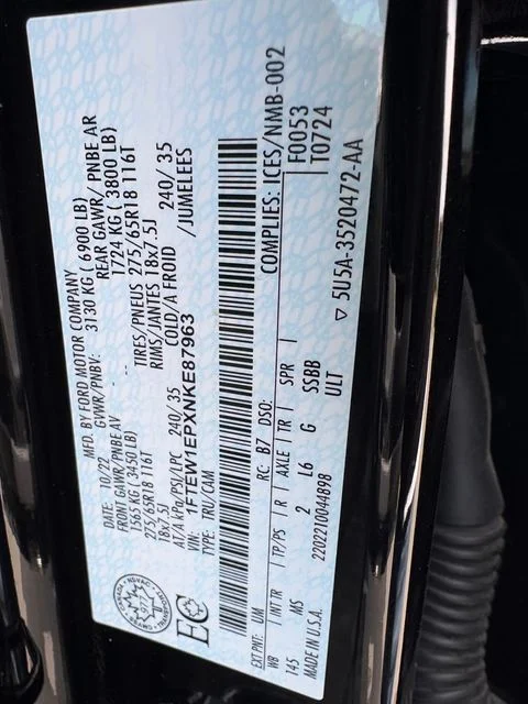 Used 2022 Agate Black Metallic Ford XLT image 3