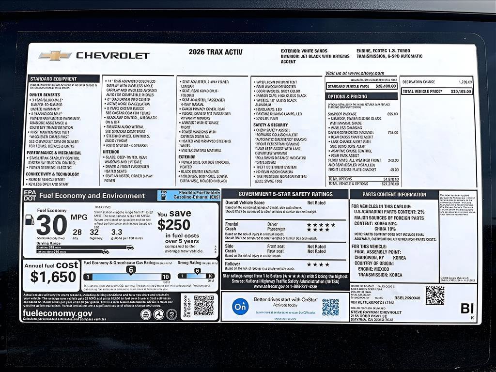 New 2026 Chevrolet Trax ACTIV 4D Sport Utility