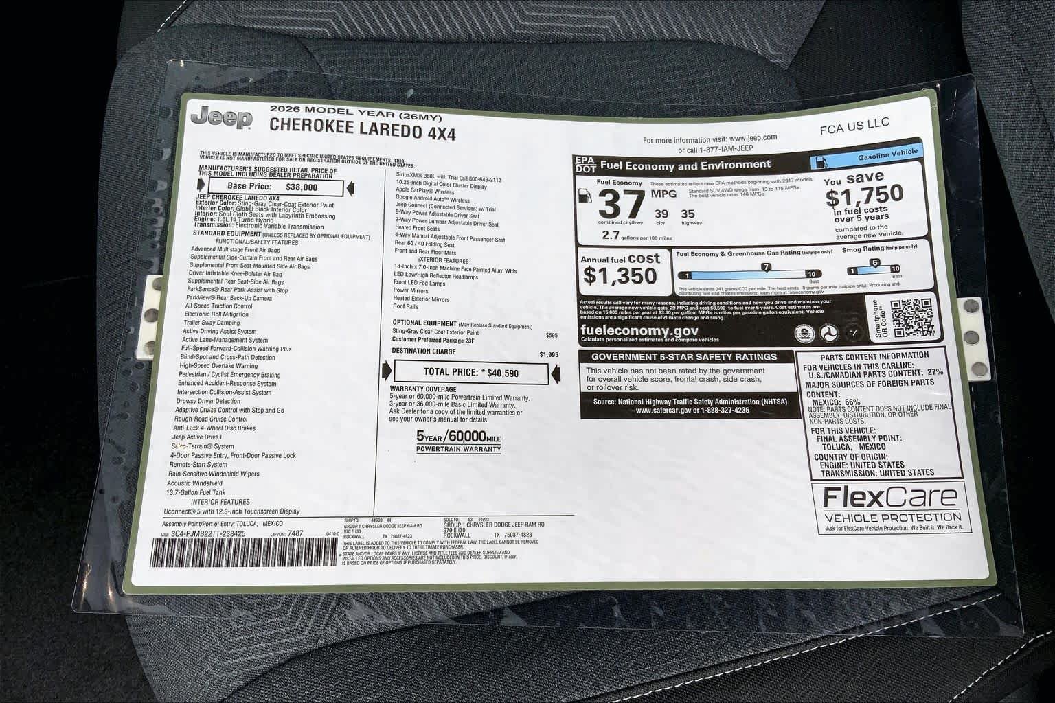 New 2026 Sting-Gray Clear-Coat Exterior Paint Jeep Laredo image 20