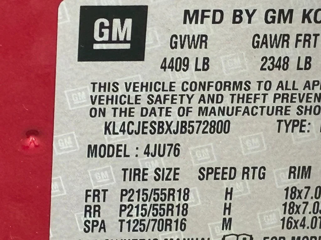 Used 2018 Includes (CM5) Black Carbon Metallic lower exterior accent color, Paint code W700S. Buick Preferred image 50
