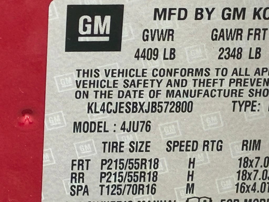 Used 2018 Includes (CM5) Black Carbon Metallic lower exterior accent color, Paint code W700S. Buick Preferred image 50