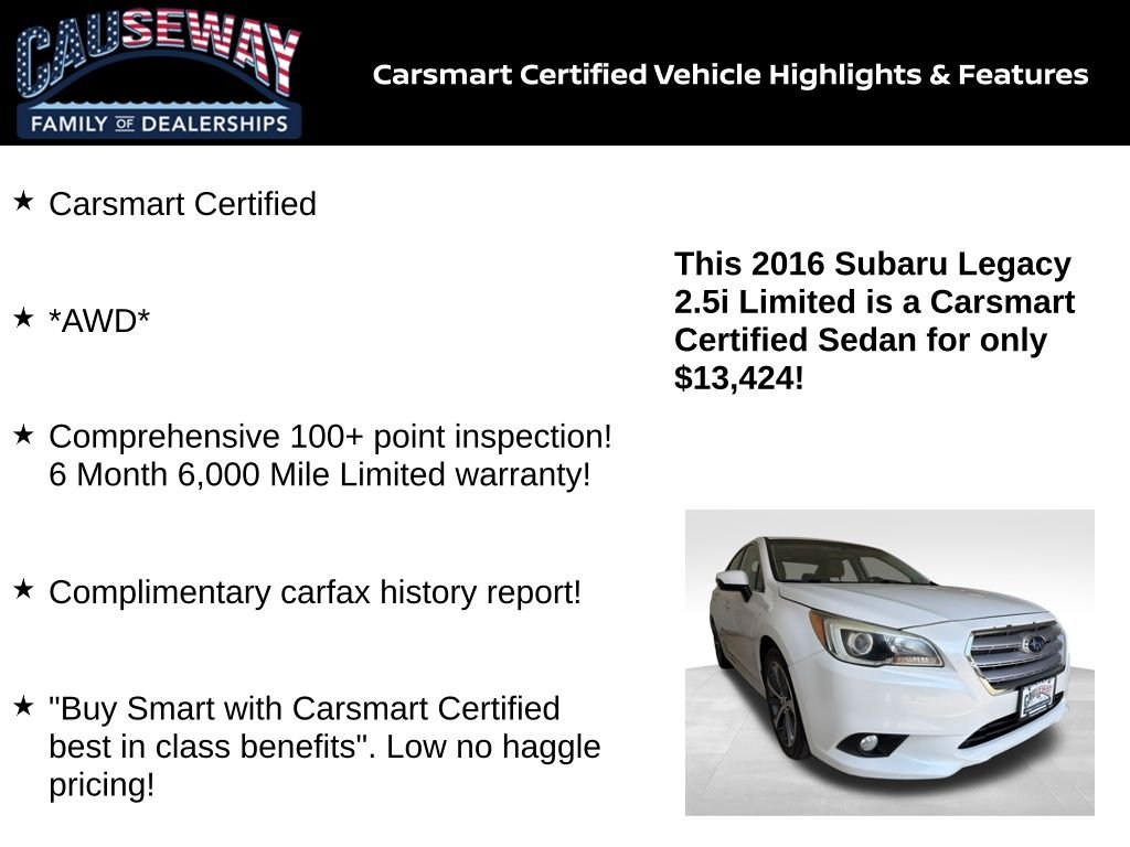 Used 2016 Subaru Legacy 2.5i Limited with VIN 4S3BNAJ67G3049370 for sale in Stafford Township, NJ