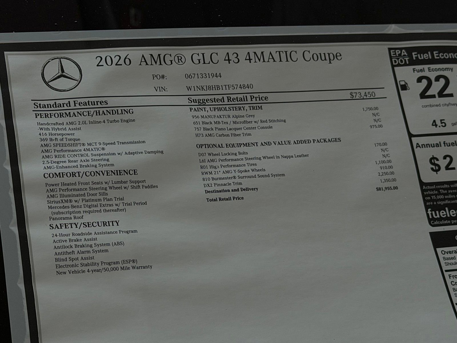New 2026 MANUFAKTUR Alpine Grey Mercedes-Benz AMG® GLC 43 4MATIC® Coupe image 50
