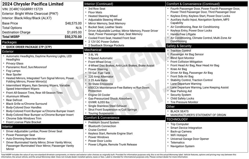 Used 2024 Bright White Clearcoat Chrysler Limited image 40