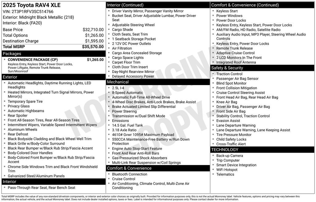 Used 2025 Black Toyota XLE image 2