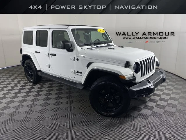 Used 2020 White Jeep Unlimited Sahara Altitude image 1
