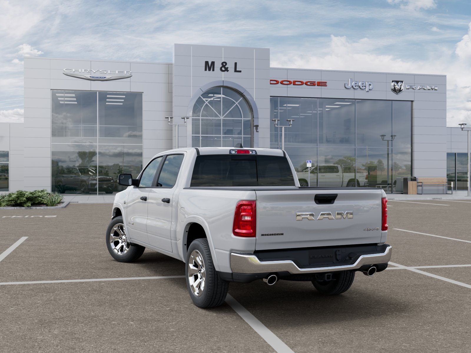 New 2026 Bright White Clear-Coat Exterior Paint RAM Big Horn Crew Cab 4x4 5