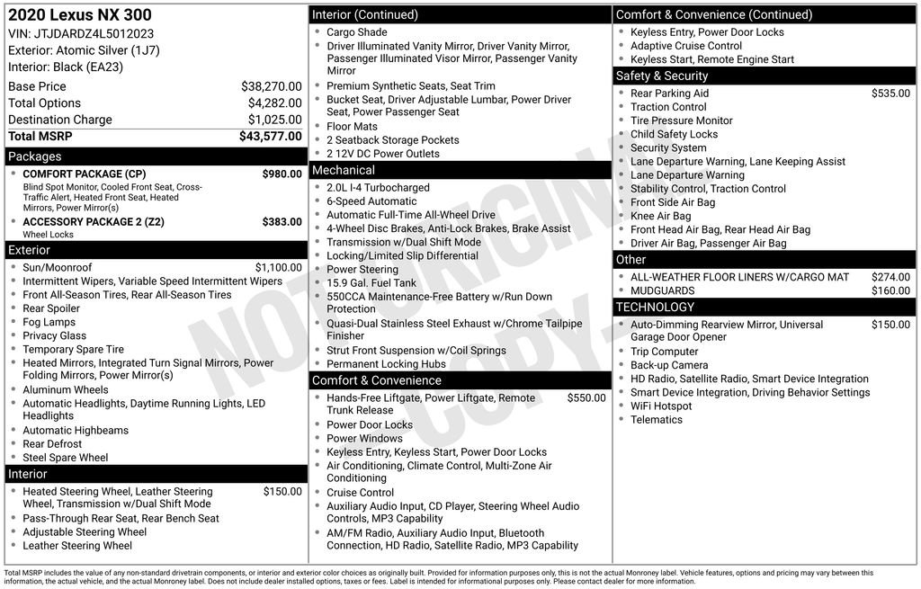 Used 2020 Silver Lexus 300 Base image 6