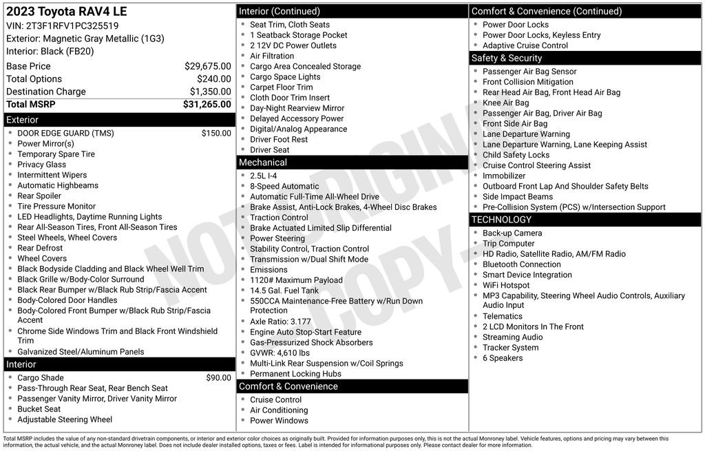 Used 2023 Gray Toyota LE image 3