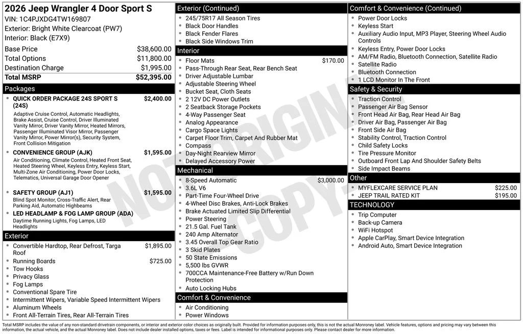 New 2026 Bright White Clearcoat Jeep Sport S image 6