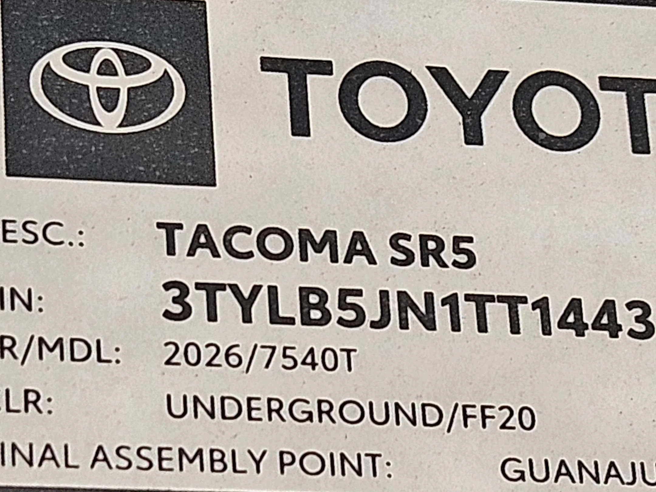 New 2026 Underground Toyota SR5 image 24