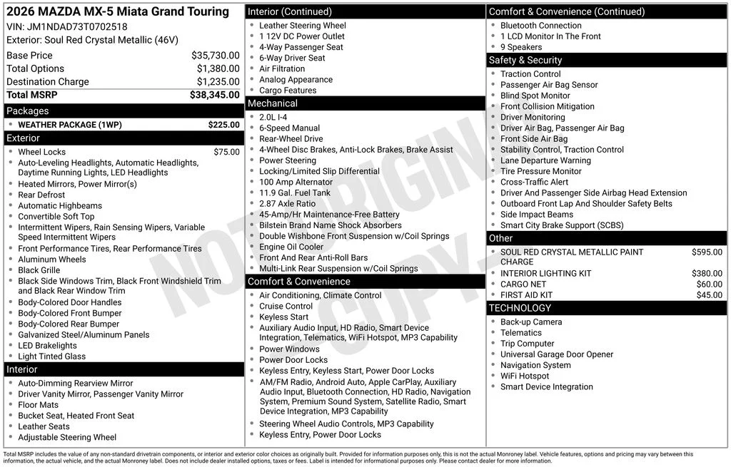 New 2026 Soul Red Crystal Metallic Mazda Grand Touring image 2