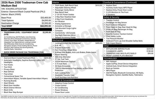 New 2026 Diamond Black Crystal Pearl-Coat Exterior Paint RAM TRADESMAN image 5