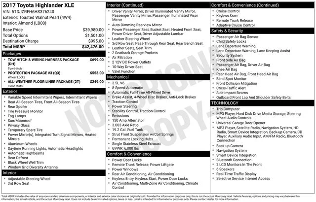 Used 2017 Brown Toyota XLE image 7