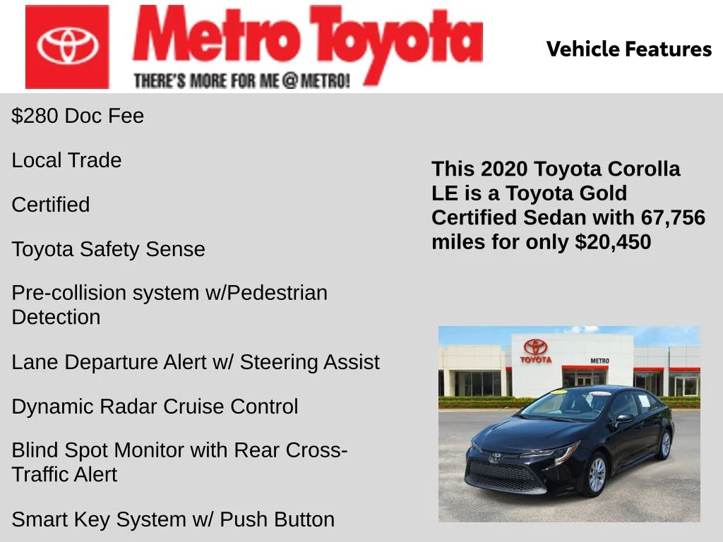 Certified Used 2020 Black Toyota LE image 6