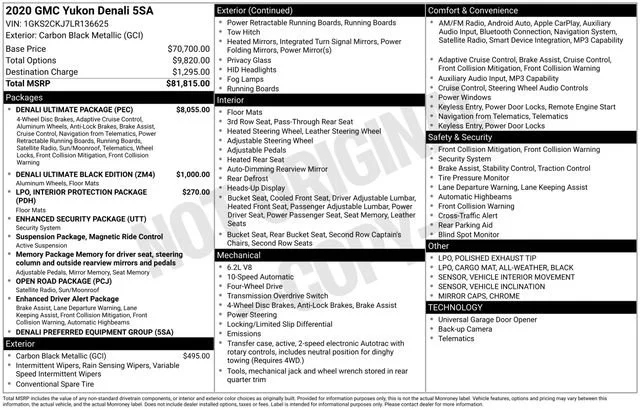 Certified Used 2020 CARBON BLACK METALLIC GMC Denali image 38