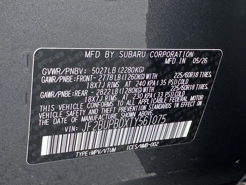 New 2026 MAGNETITE GRAY METALLIC Subaru Premium image 25