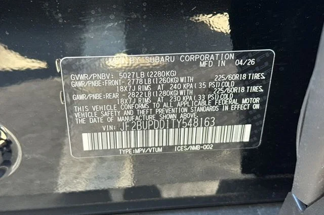 New 2026 CRYSTAL BLACK SILICA Subaru Limited image 25