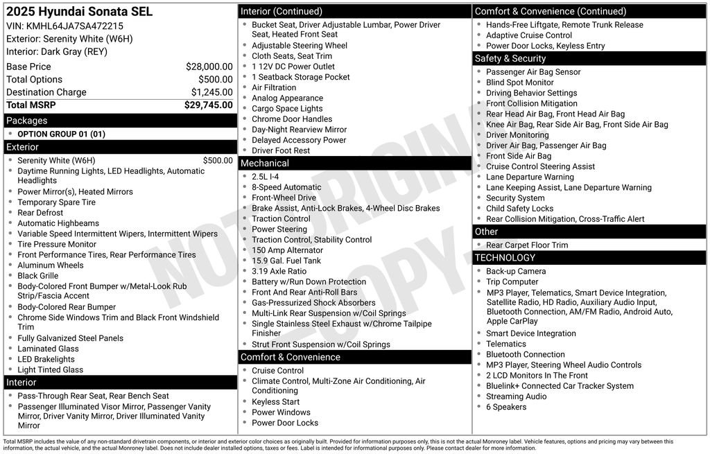 Used 2025 White Hyundai SEL image 25