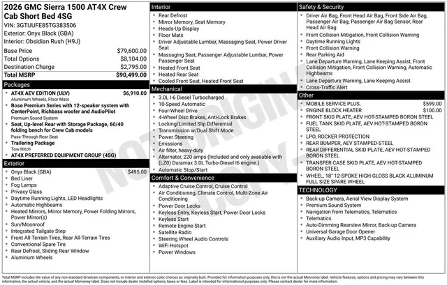 2026 GMC Sierra 1500 AT4X