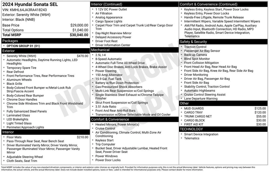 Used 2024 White Hyundai SEL image 17