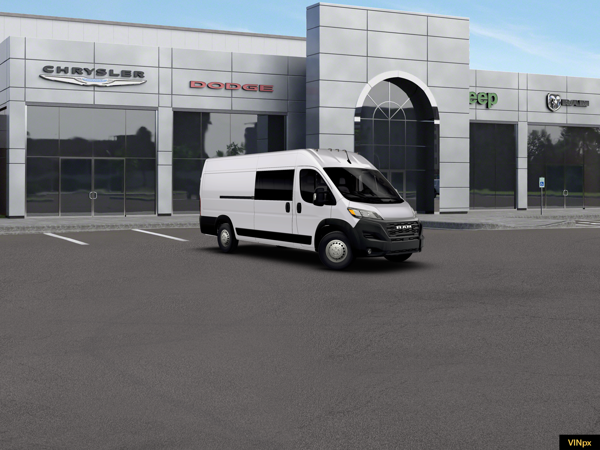 New 2026 Bright White Clear-Coat Exterior Paint RAM Cargo Van Tradesman High Roof 159