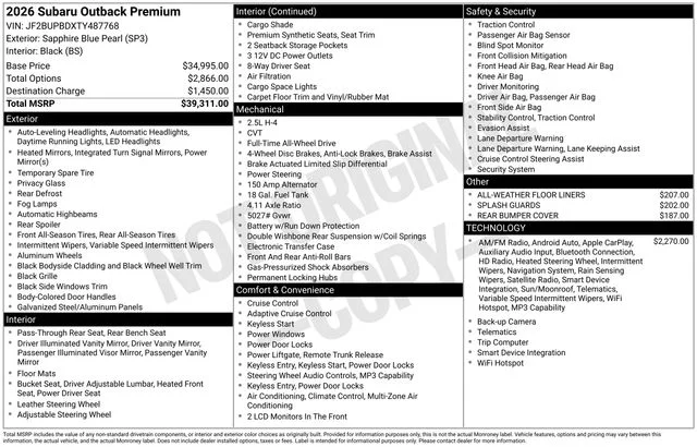 Used 2026 Blue Subaru Premium image 41