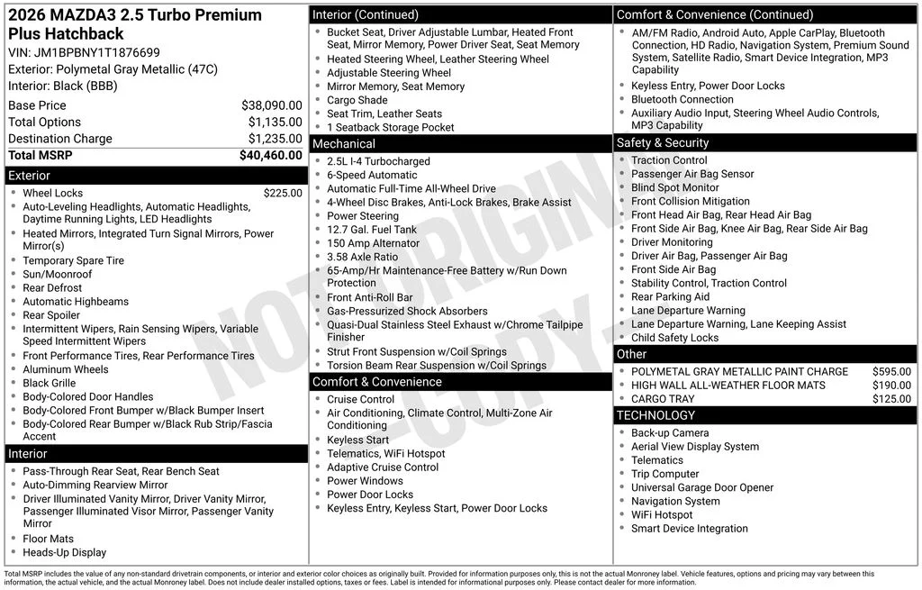 New 2026 Polymetal Gray Metallic Mazda 2.5 Turbo Premium Plus image 2