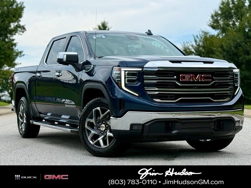 Used 2023 PACIFIC BLUE METALLIC GMC SLT image 1