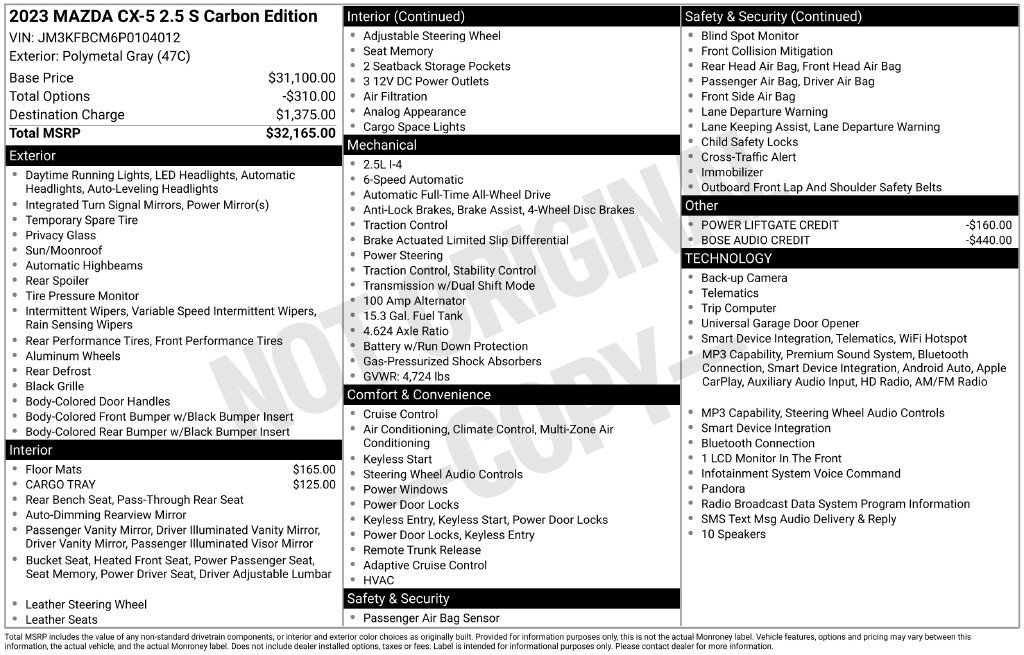 Certified Used 2023 Gray Mazda 2.5 S Carbon Edition image 3