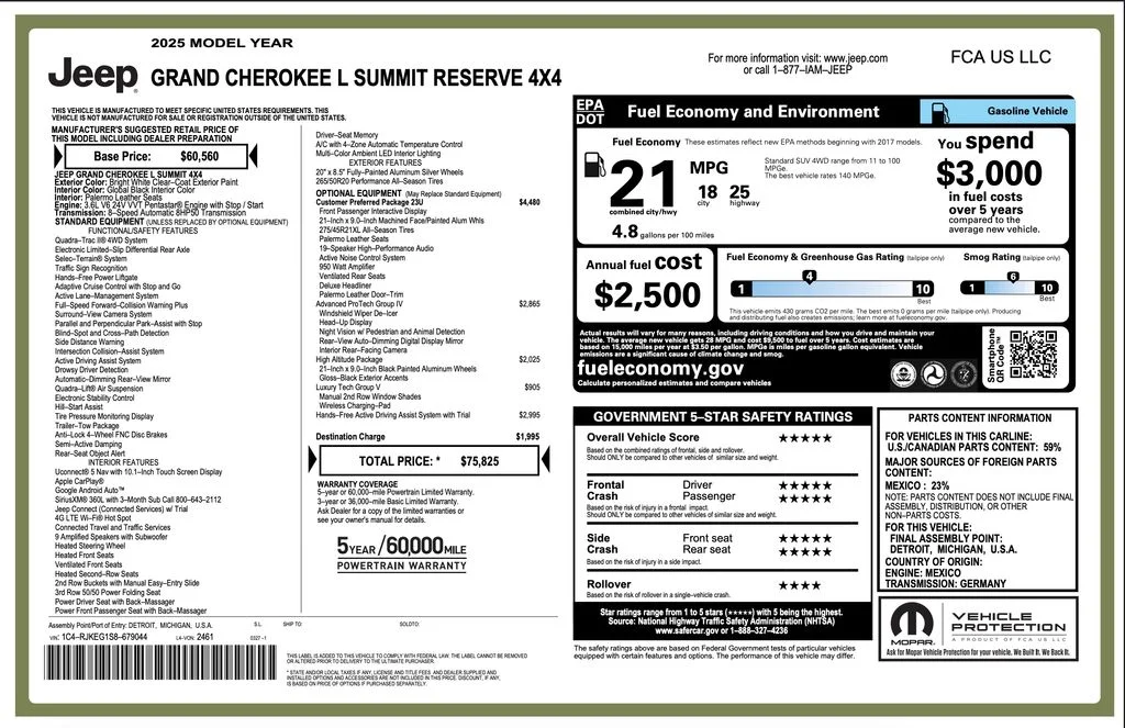 Used 2025 White Jeep Summit Reserve image 3