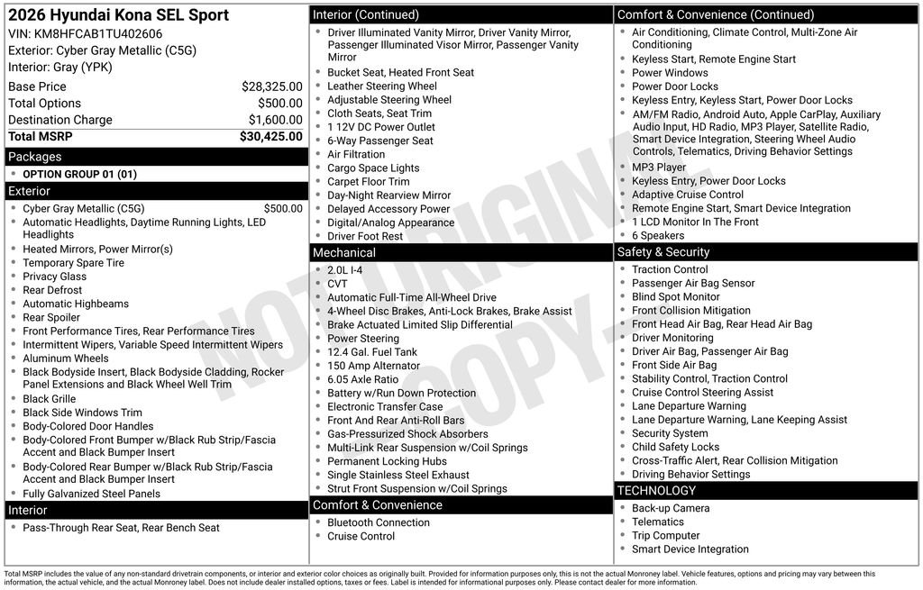 Used 2026 Gray Hyundai SEL Sport image 29