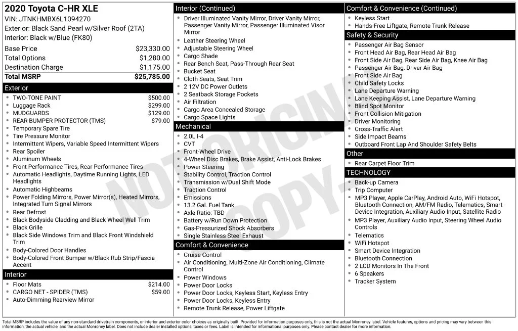 Used 2020 Black Toyota XLE image 3