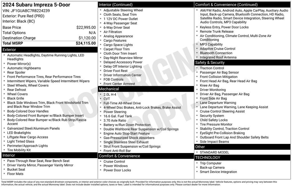 Used 2024 Red Subaru Base image 34