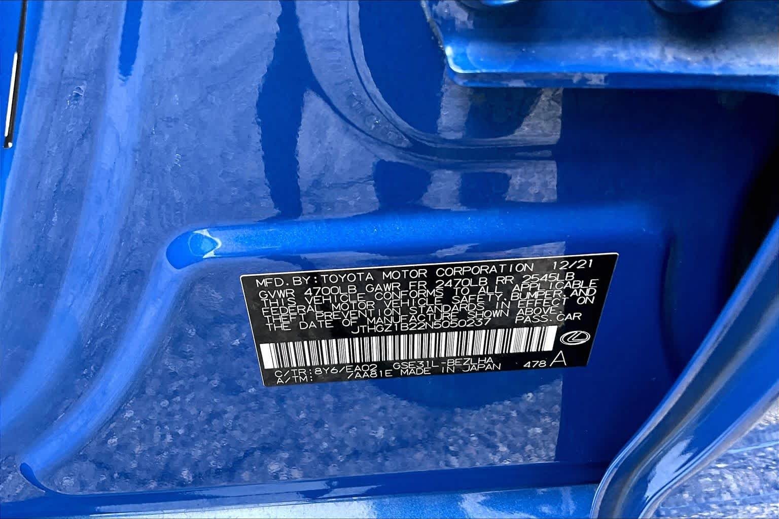 Certified Used 2022 Grecian Water Lexus F SPORT image 35