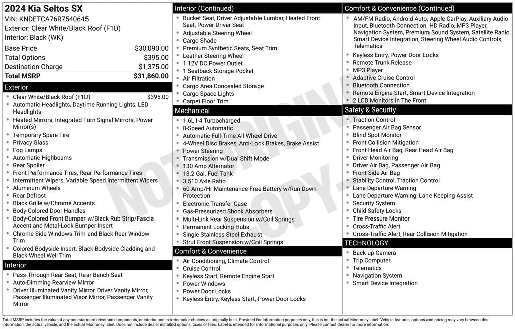 Used 2024 White Kia SX image 8