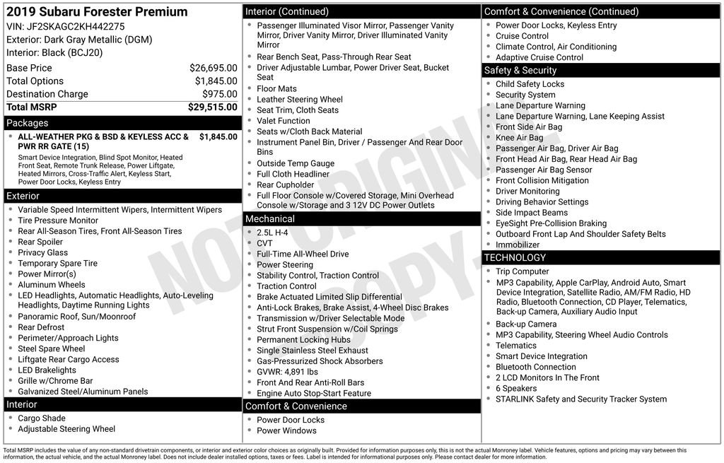 Used 2019 Gray Subaru Premium image 6