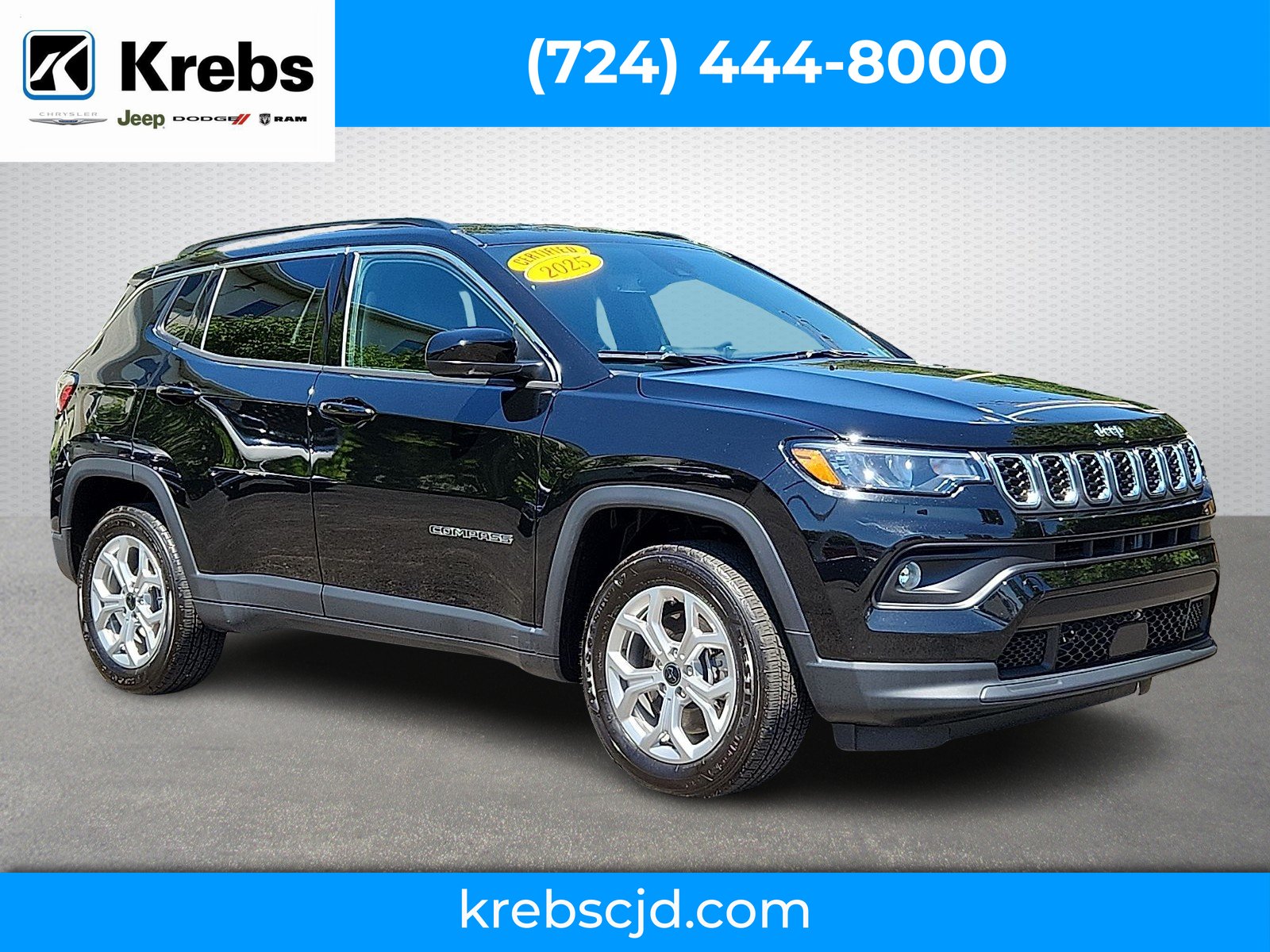 Certified Used 2025 Diamond Black Crystal Pearlcoat - PXJ Jeep Latitude 4x4 image 1