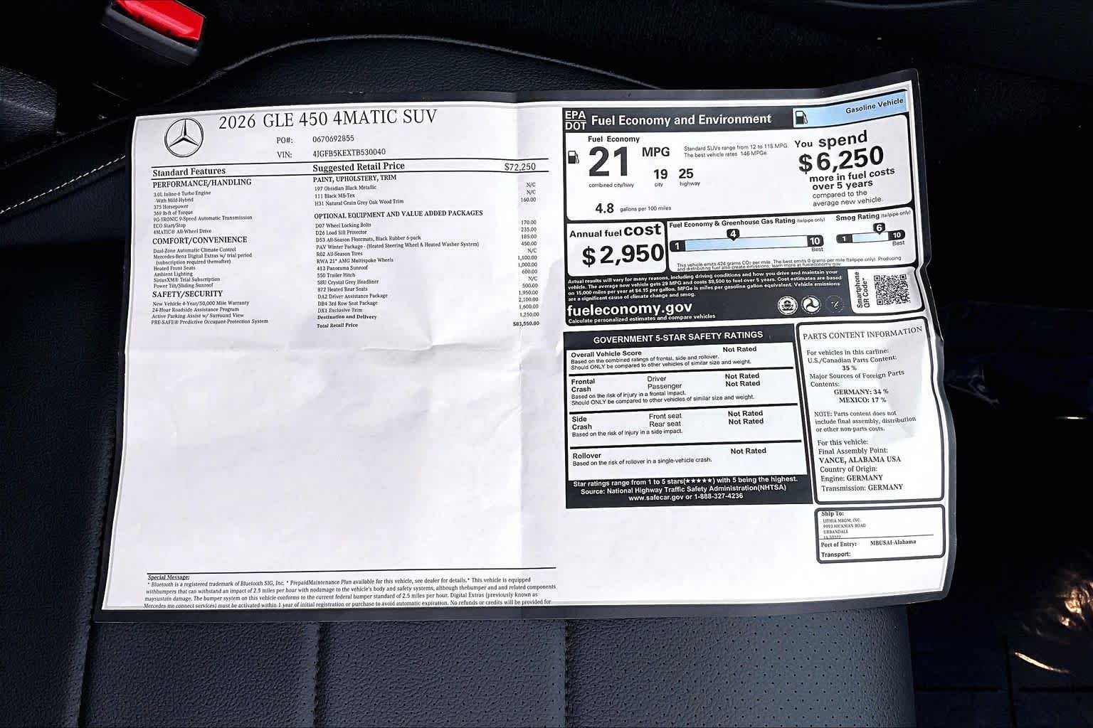 New 2026 Obsidian Black Metallic Mercedes-Benz GLE 450 image 25