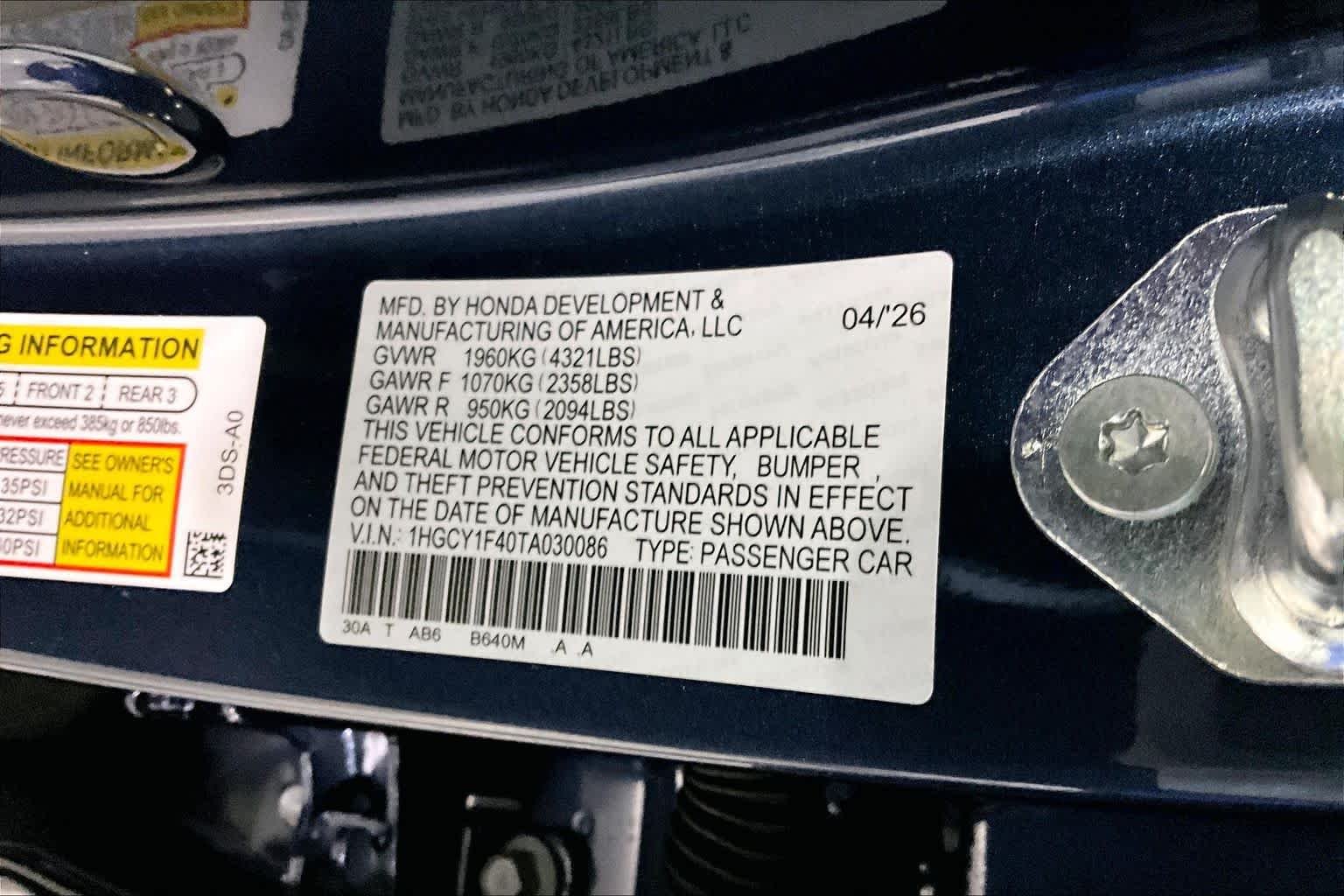 New 2026 Canyon River Blue Metallic Honda SE image 20
