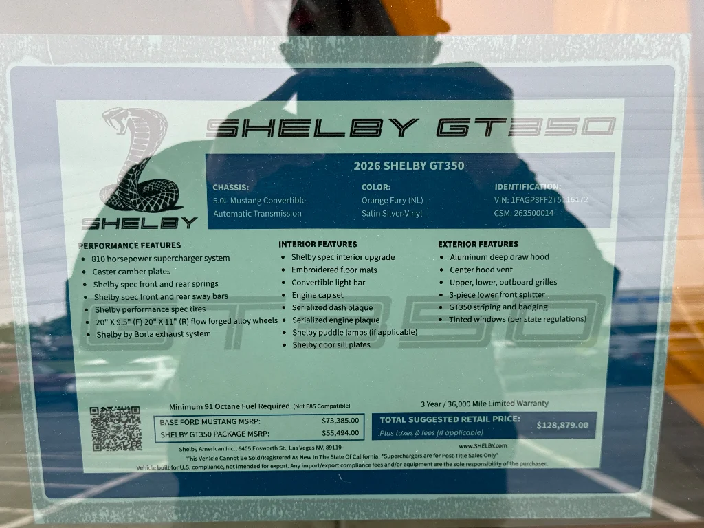New 2026 Orange Fury Metallic Tri-coat Ford SHELBY GT350 image 31
