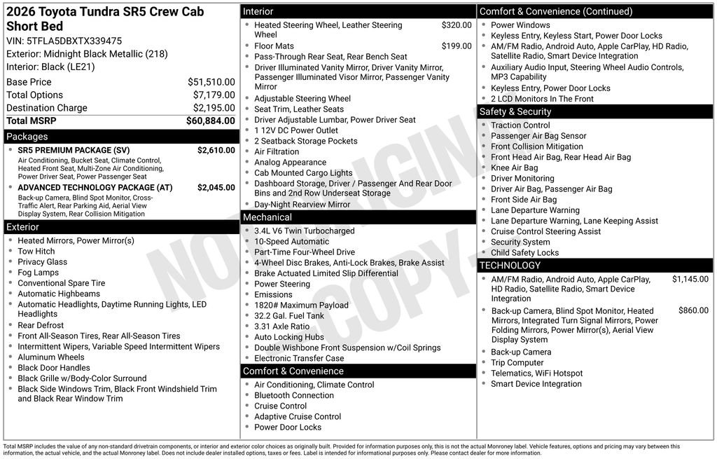 Used 2026 Toyota Tundra SR5 with VIN 5TFLA5DBXTX339475 for sale in Lake City, Minnesota