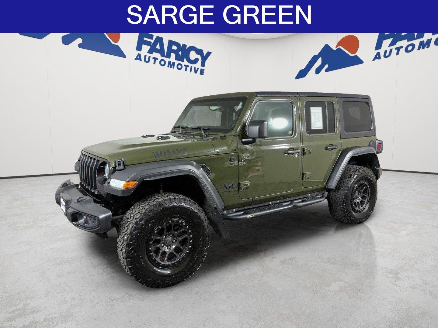 Used 2022 Sarge Green Clearcoat Jeep Unlimited Willys image 1