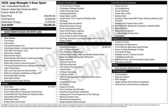 New 2026 Hydro Blue Pearlcoat Jeep Sport image 24
